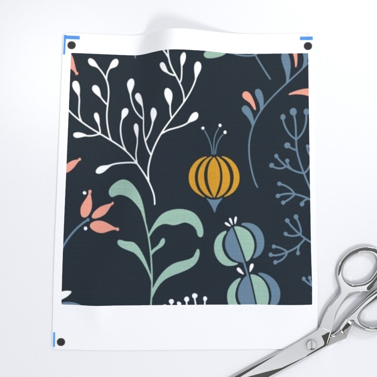 Navy Wild Grasses Blue Nature Turquoise Plants Hand Drawn Doodle Botanical Wild Grass. Scandi Retro Vintage Colorful Unique Custom Pre-pasted Wallpaper by Spoonflower Pre-Pasted Wallpaper 2FT Wide